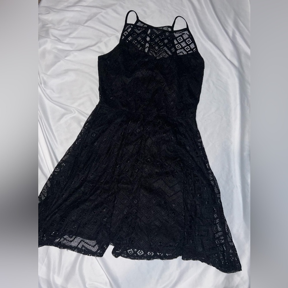 Lily Rose Black Lace Skater Dress